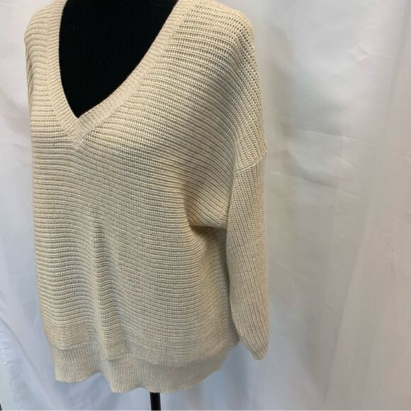 JOE fresh cream V-neck longsleeve knit sweater Sz L - Picture 5 of 11